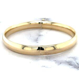 Women's 14K Yellow Gold 13.5 MM Wide Box Clasp 7-inch Bangle Minimalist Bracelet